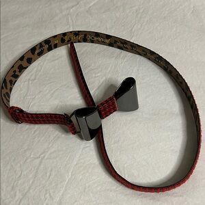 Betsey Johnson Red & Black Houndstooth Bow Accent Belt